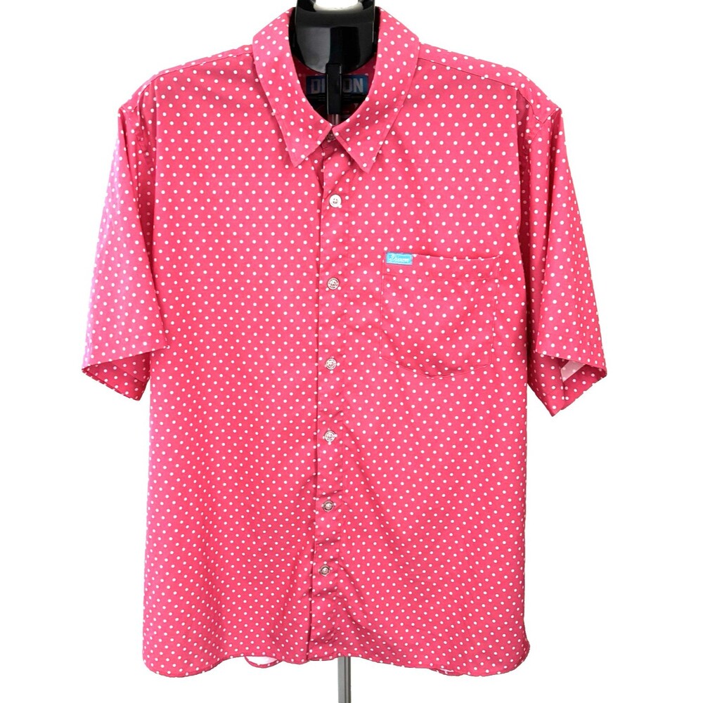 Dixxon Flannel Company Men's 2X Dark Pink White Polka Dot Lumbergh S/S Shirt